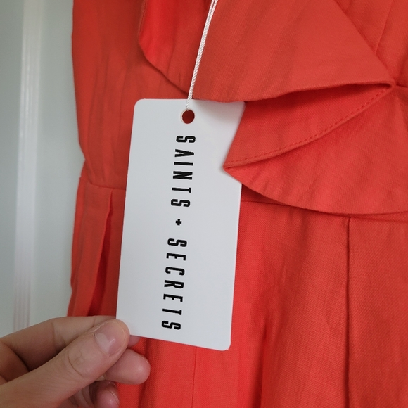 Saints & Secrets tangerine ankle length wide legged romper - Picture 3 of 4